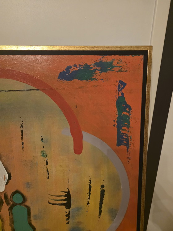 Large Expressive Painting - Mixed Media/Oil on Canvas (84 x 84 cm), Art, Wood, Gold (photo 5 of 9)