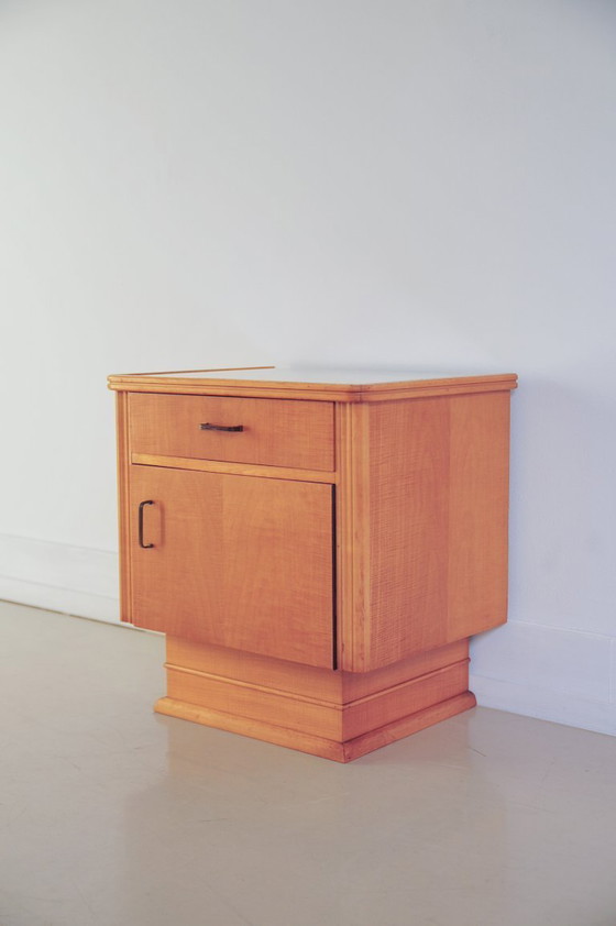 Image 1 of vintage light wood nightstand