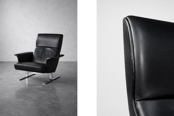 Image 1 of Vintage Mid-Century Modern Danish Black Leather Lounge Chair by Georg Thams for A/S Vejen Polstermöbelfabrik, 1960s