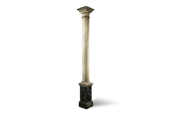 Image 1 of Pair of columns in wood painted to imitate marble. 1880s.