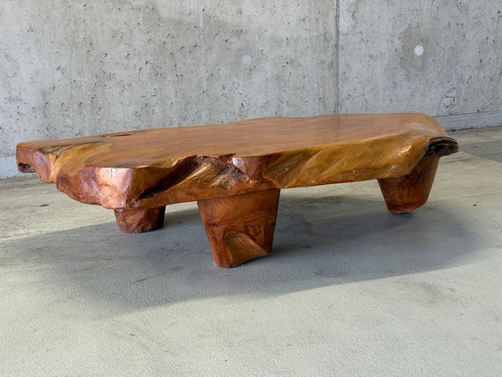 Image 1 of Vintage brutalist wabi sabi wortelnoten salontafel