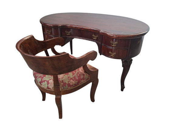 Image 1 of Conjunto de estudio Elite: Escritorio con forma de frijol y silla de bañera