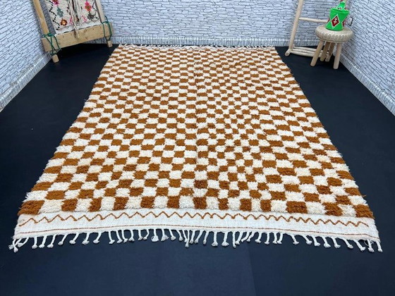 Image 1 of Tapis Beni Ourain fait main 3/2.2m: Authentique tapis marocain en laine, design géométrique