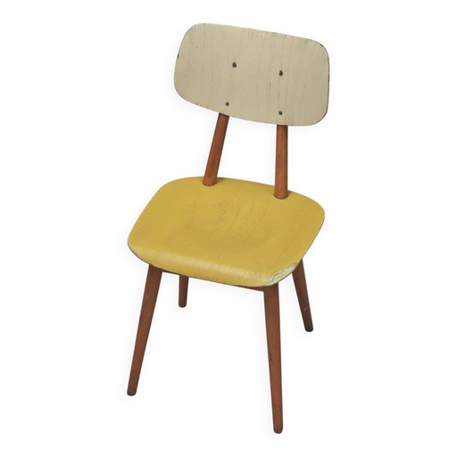 Silla de madera amarilla TON Bystrice (Thonet) 1970