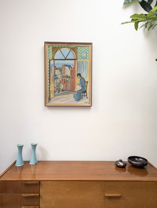 1. Stimmungsvolles klassisches Ölgemälde nach Albert Marquet – Frau am Fenster