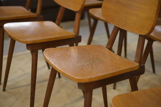 Set di 10 sedie in rovere degli anni '60. – Sedie da pranzo, Legno, Vintage (photo 7 of 11)