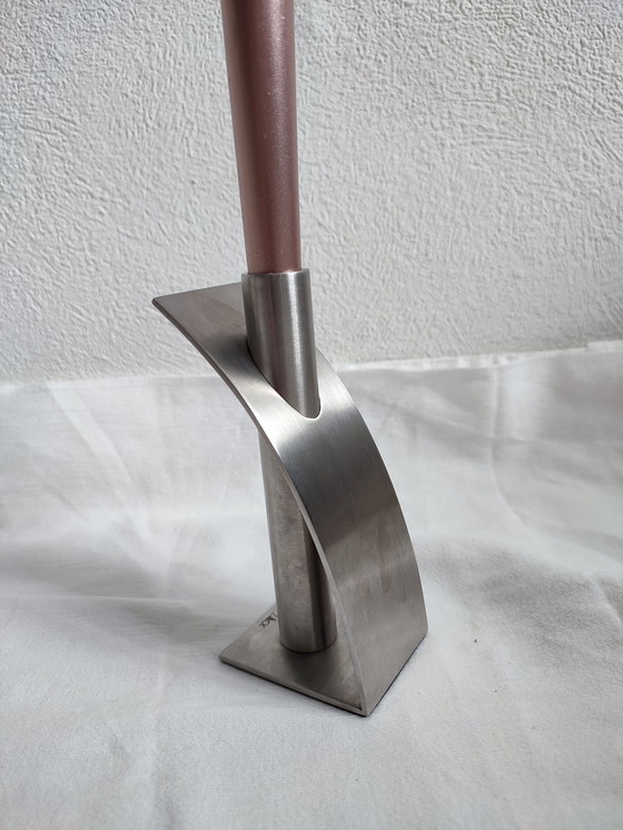 Image 1 of Porte-bougies en acier inoxydable Zack Porte-bougies au design épuré