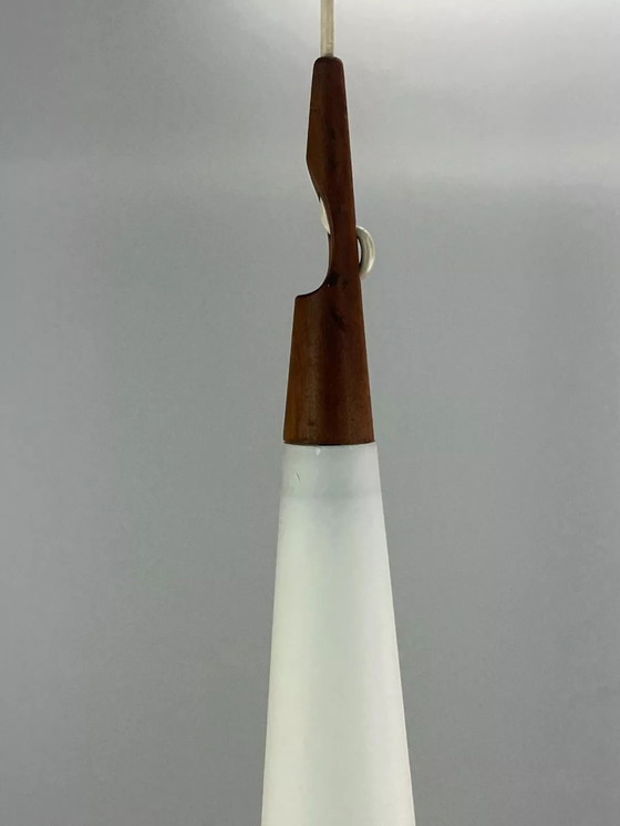 Image 1 of Lampada da soffitto in teak anni '60 e '70, lampada a sospensione Uno &amp; Östen Kristiansson di lusso