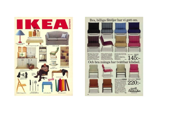 Image 1 of Set van 2 zwarte leren fauteuils met patchwork in Scandinavische stijl uit het midden van de 20e eeuw van Ikea, jaren 80.