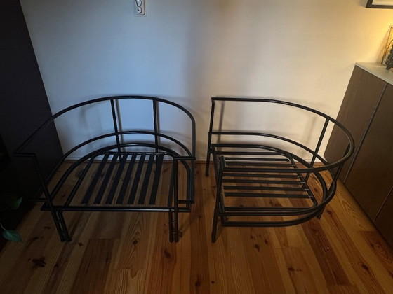 Set di 2 poltrone a cubo vintage in pelle – Stile KEBE / Bauhaus (photo 9 of 13)