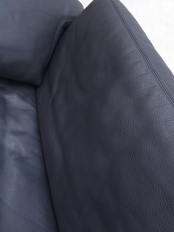 Image 1 of De Sede ds 17 three-seater blue Paris designer sofa leather sofa couch desede