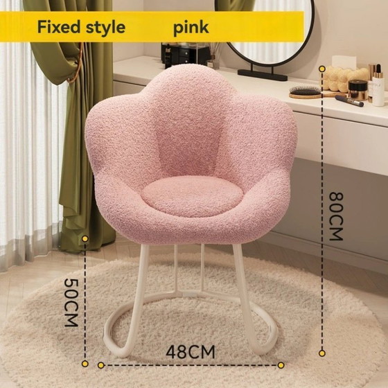 Image 1 of Make-up stoel, kaptafelstoel met rugleuning, kruk in crèmestijl, moderne minimalistische draaibare nagelstoel voor thuisgebruik.