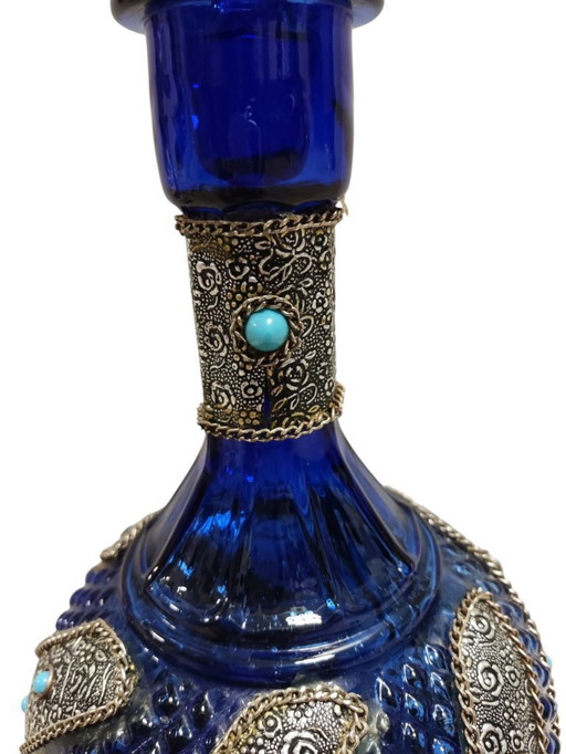 Vase bleu cobalt vintage des années 1950 sélectionné à la main par JansVintage
