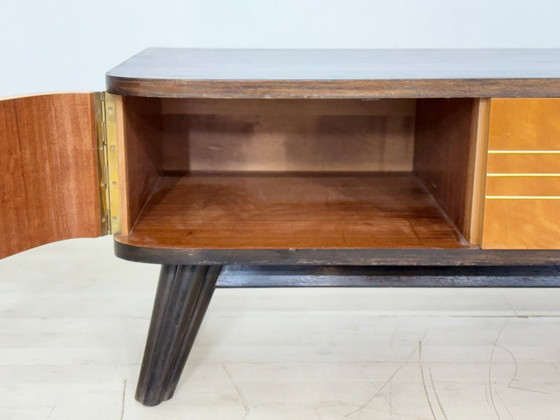 Image 1 of Buffet style années 60 – Plateau refait à la main en noir vintage