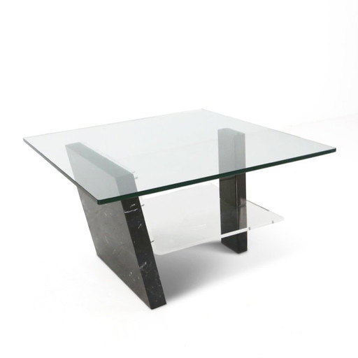 Mid-Century Italian Marble and Glass Coffee Table, 1970s