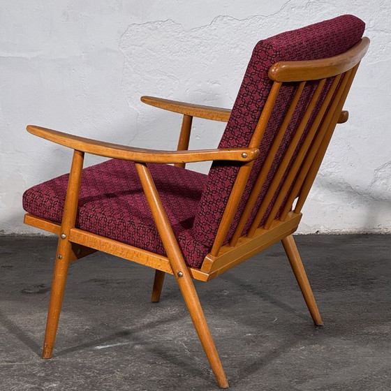 TON Stil Buchenholz Sessel, Paar, 1960er Jahre – Textile (photo 10 of 11)