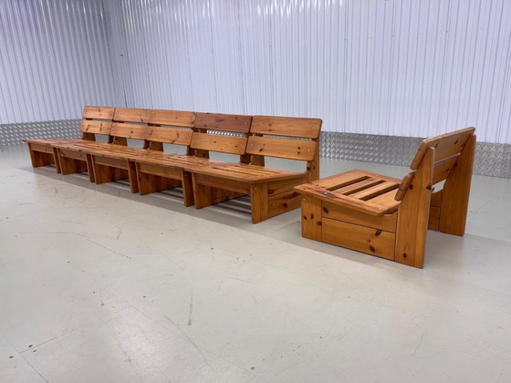 Image 1 of 6 brutalistische architectonische klooster lounge stoelen modulaire set van 6