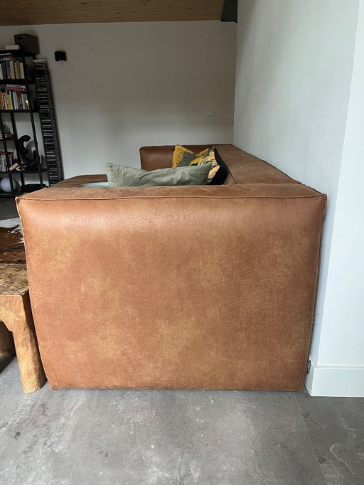 WOOOD Exclusive Boon canapé d'angle en cuir recyclé cognac