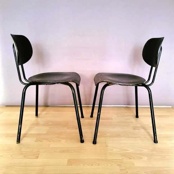 Willy Van der Meeren pour Tubax "Chaises CT 2" – Chaises de salle à manger, Fer, Bois (photo 3 of 9)