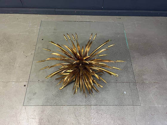 Image 1 of Vintage gilt metal sheaf of wheat coco chanel coffee table, 1960s