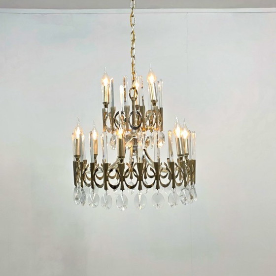 Image 1 of Sciolari Ovali Chandelier 1960s Chrome/Glass