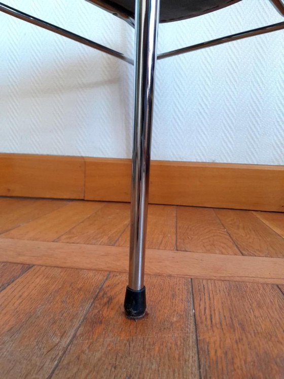 Image 1 of 3x Stühle aus der Mitte des Jahrhunderts, bezogen mit Kunstleder und Chrom, ca. 1950