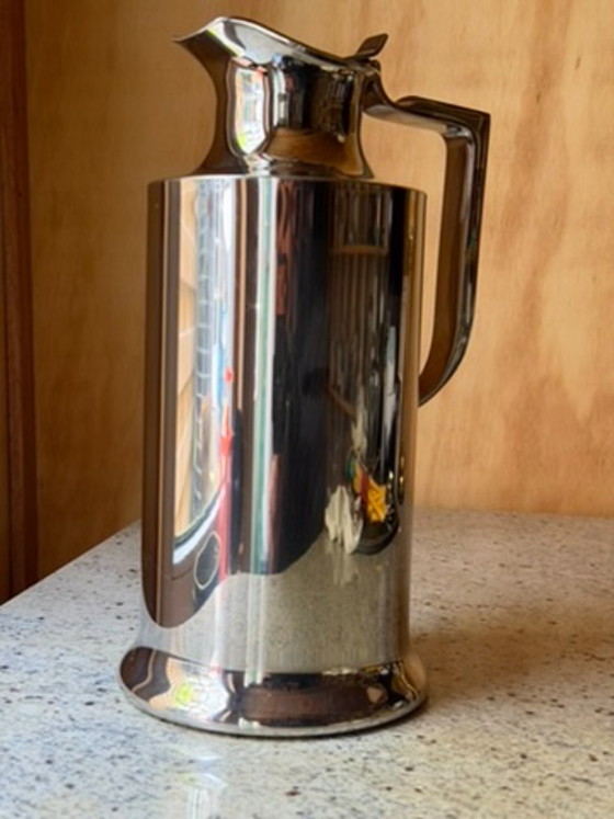 Large Vintage Balzano Laufen Stainless Steel Pitcher | Tall MCM Insulated Carafe | Mirror Polish 18/10 (photo 4 of 27)