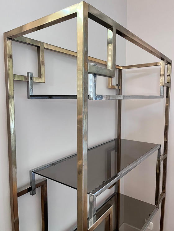Image 1 of Vintage Chrome and Gold Bookcase by BelgoChrom, 1970s