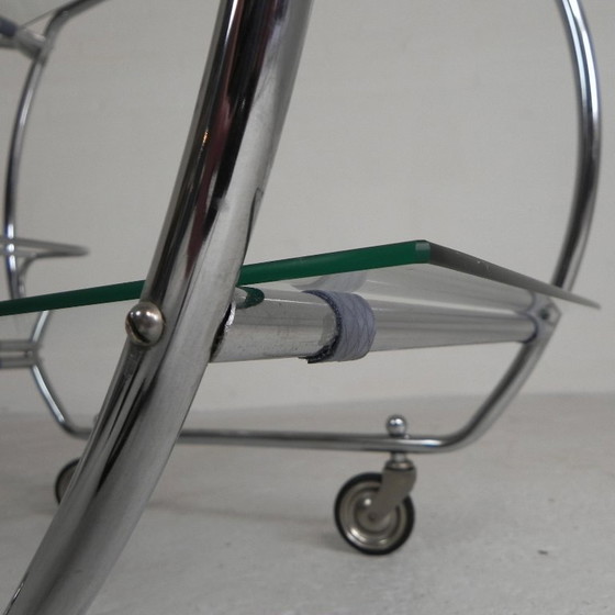 Image 1 of Art Deco trolley, serveerwagen chroom, jaren 50
