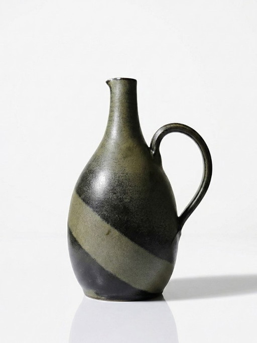 Vintage 1960s-1970s glazed stoneware pear-shaped pitcher/jug