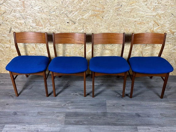 Image 1 of 4x 60's 70's Teak Chair Chaise Dining Chair Danish Modern Design Denmark