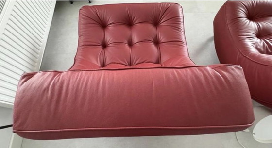 Image 1 of Fraaie refurbished rode leren Montis Quintus chaise longue 