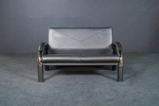 Klöber Leather Sofa Set 3-Seater, 2-Seater and Armchair – zithoek, Metal (photo 2 of 9)