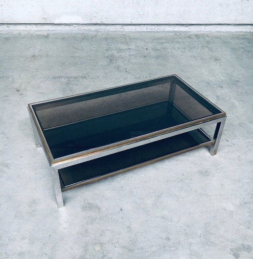 Mesa de centro Flaminia de dos niveles, diseño Hollywood Regency, Francia, década de 1970