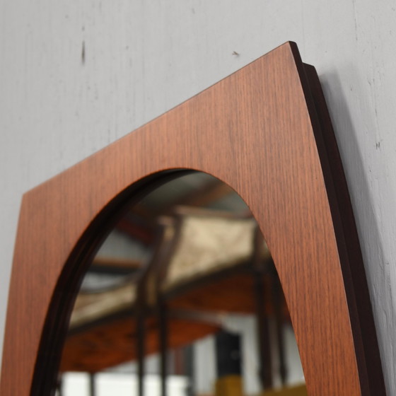 Italian Teak Wall Mirror, Mid-Century Modern Design, 1950s, Italy, Wood, Brown, Mid Century Modern (photo 4 of 7)