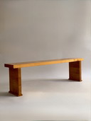 Oak and rosewood bench France 80s