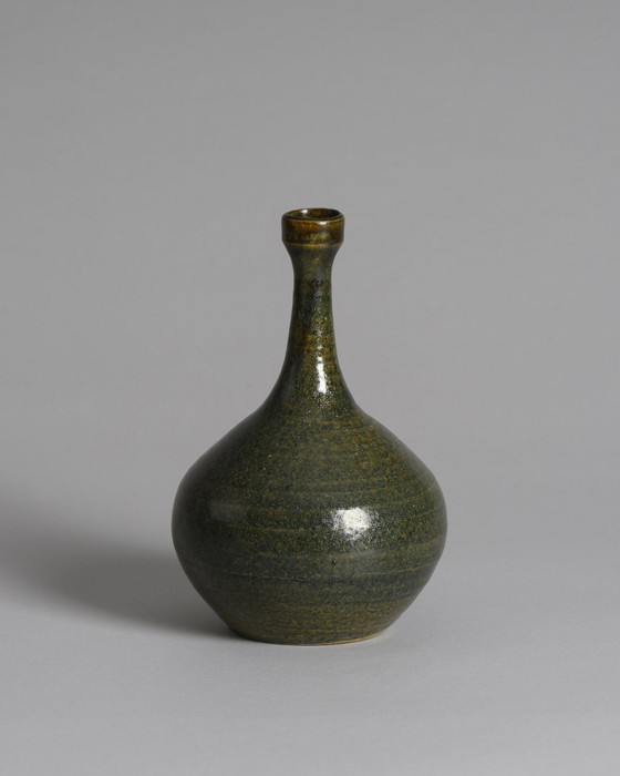 Image 1 of Paire de vases en céramique de Mathies Schwarze - Terre cuite émaillée verte, Allemagne