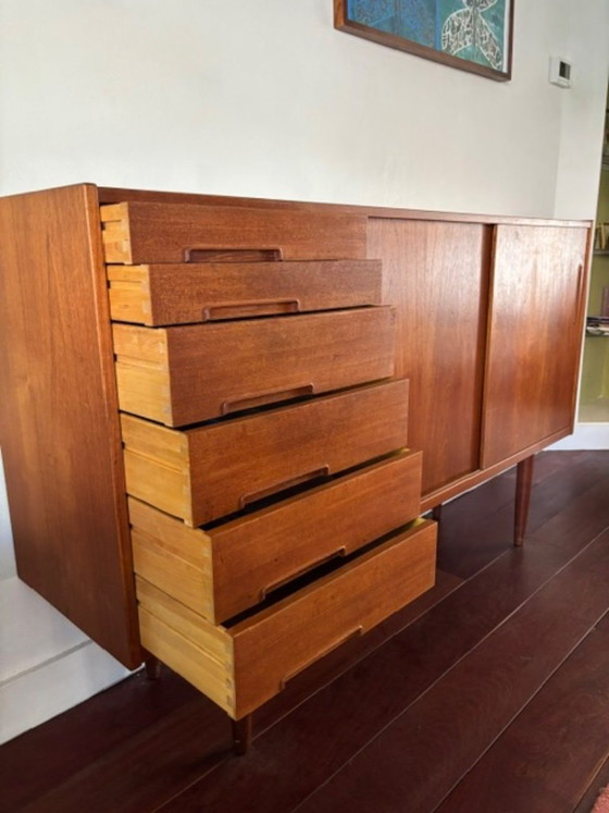 Danish Vintage Chest of Drawers with Sliding Doors – Sideboard, Wood (photo 2 of 6)