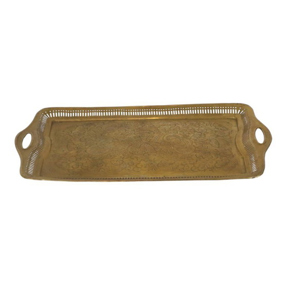 Vassoio vintage orientale in ottone con decorazioni floreali, 50 cm – Oggetti decorativi, Brass (photo 17 of 17)