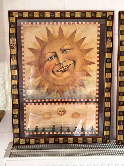 Set van 2 Vintage Jaren '90 Celestial Art Prints – David Carter Brown