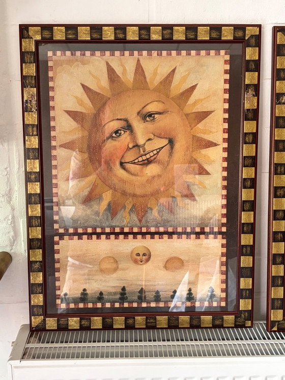 Image 1 of Set van 2 Vintage Jaren '90 Celestial Art Prints – David Carter Brown