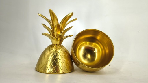 Seau à glace vintage en laiton en forme d'ananas, années 1970