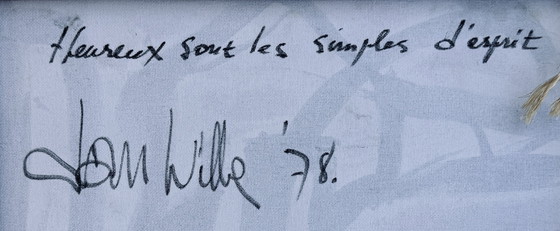 Image 1 of Jan Wille ( 1959 ) Groot schilderij op doek / Art Brut