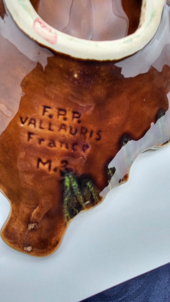 Image 1 of Taza de cerámica verde Vallauris Francia Costa Azul 1970