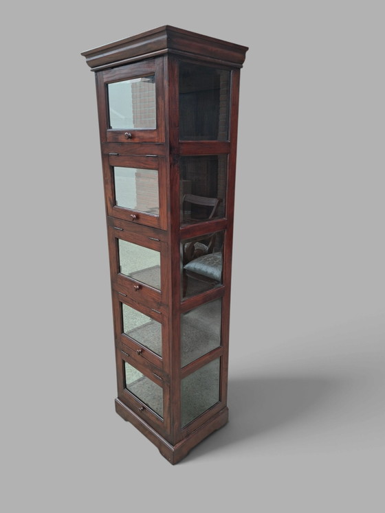 Classic narrow Display cabinet, china cabinet, dimensions: 56x46cm and 193cm high. – Glass, Wood (photo 6 of 6)
