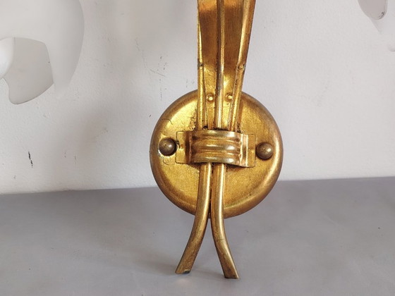 Image 1 of Vintage wandlamp (met wandarm) in Italiaanse Florentijnse stijl, gemaakt van smeedijzer.