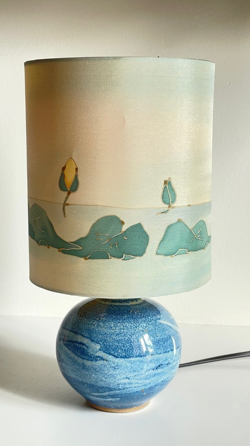 Vintage silk and ceramic ball lamp