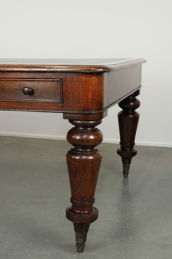Image 1 of Unique large antique English library table/writing desk/desk from the 19th century