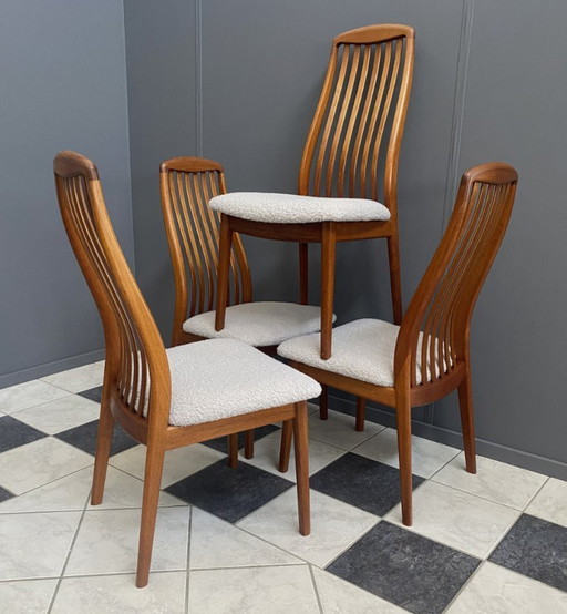 Set of 4 Kai Kristiansen dining chairs 1960s  in White Boucle