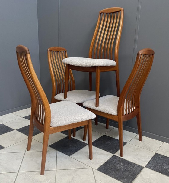 Image 1 of Set of 4 Kai Kristiansen dining chairs 1960s  in White Boucle